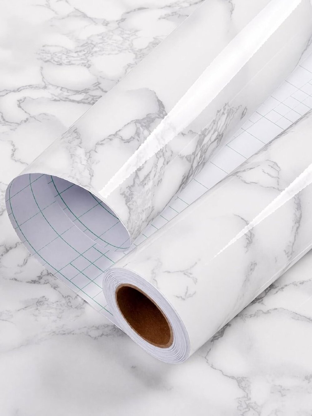 Glossy Marble Contact Paper White Peel and Stick for Countertop